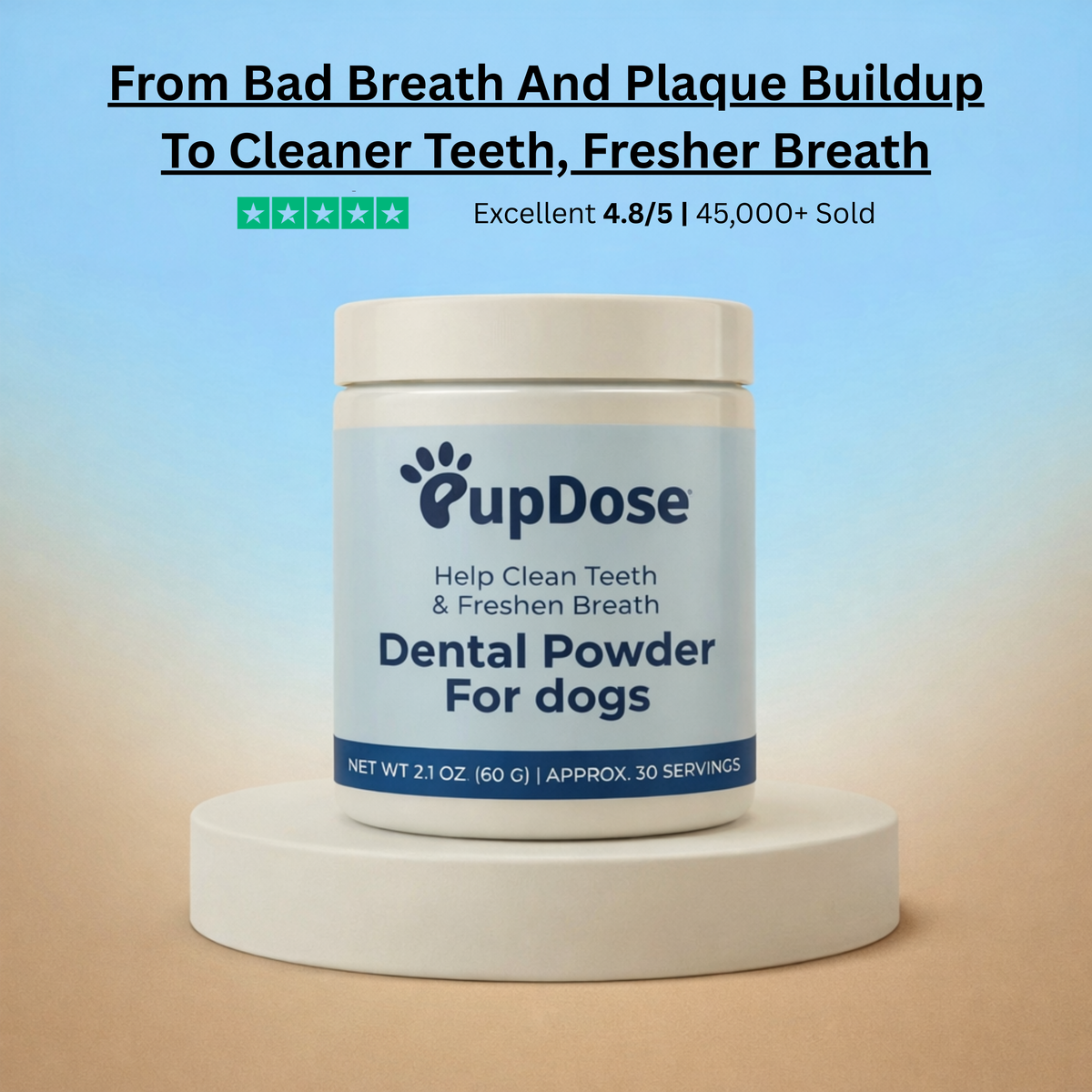 Dental Powder — Fresh Breath, Cleaner Teeth & Healthier Gums for Dogs